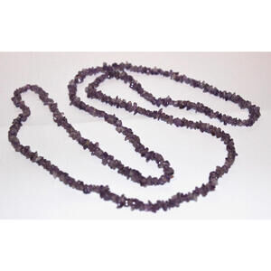 Vintage 35” Amethyst Chip Bead Necklace Purple Stone Strand Boho Unworn